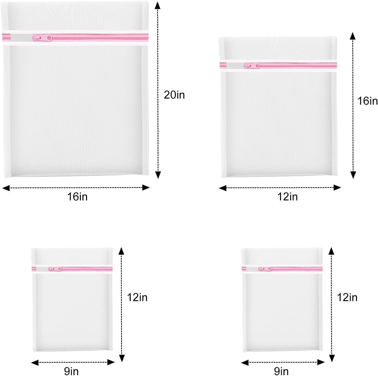 4Pcs Mesh Laundry Bags, Lingerie Bags for Washing Delicates,Mesh Wash Bags for Toy Storage & Cleaning, Travel Storage Organizer Bag, Dorm Room Essentials (1 Large, 1 Medium, 2 Small) (Fine Net) - Image 2