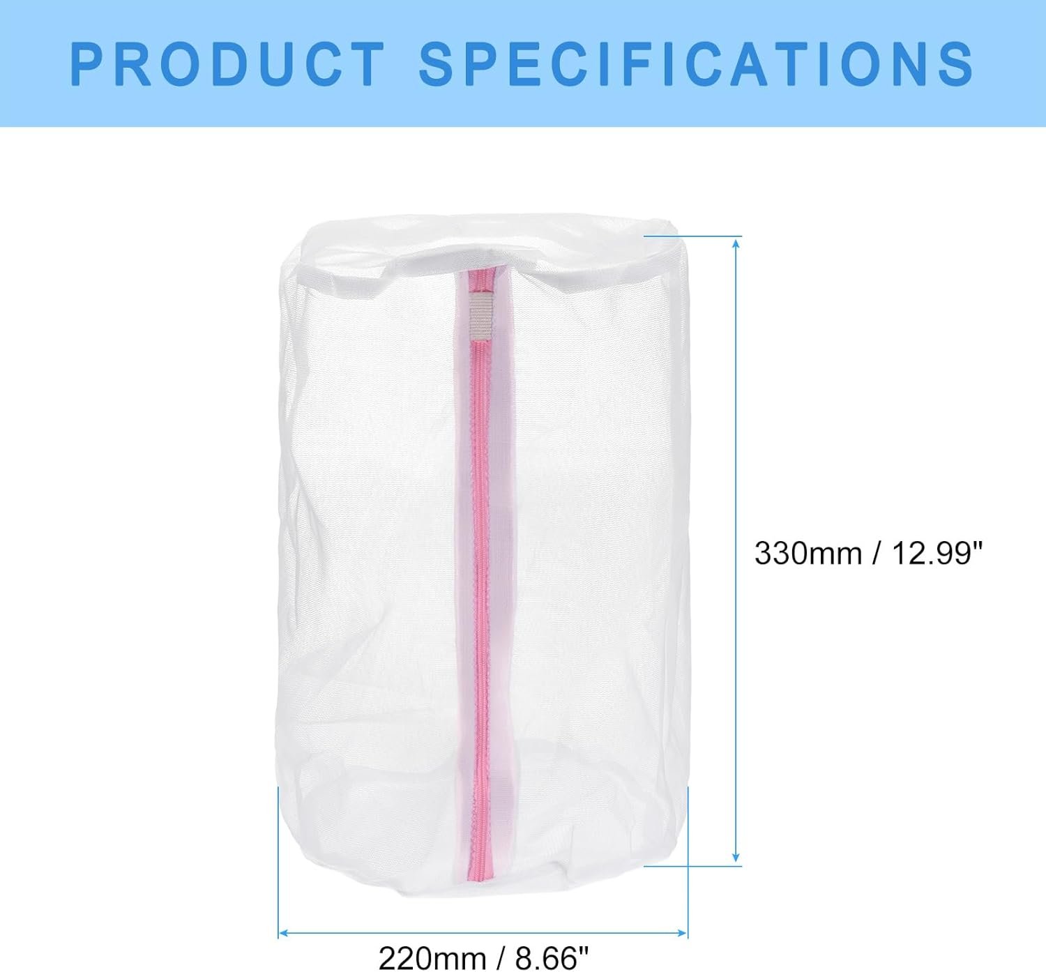 2Pcs Shoes Washing Bag, 8.7 x 13 Inch Cylinder Fine Mesh Laundry Bags for Washing Machine Wash Sneakers, Slippers, Delicate, Underwear, White/Pink - Image 2