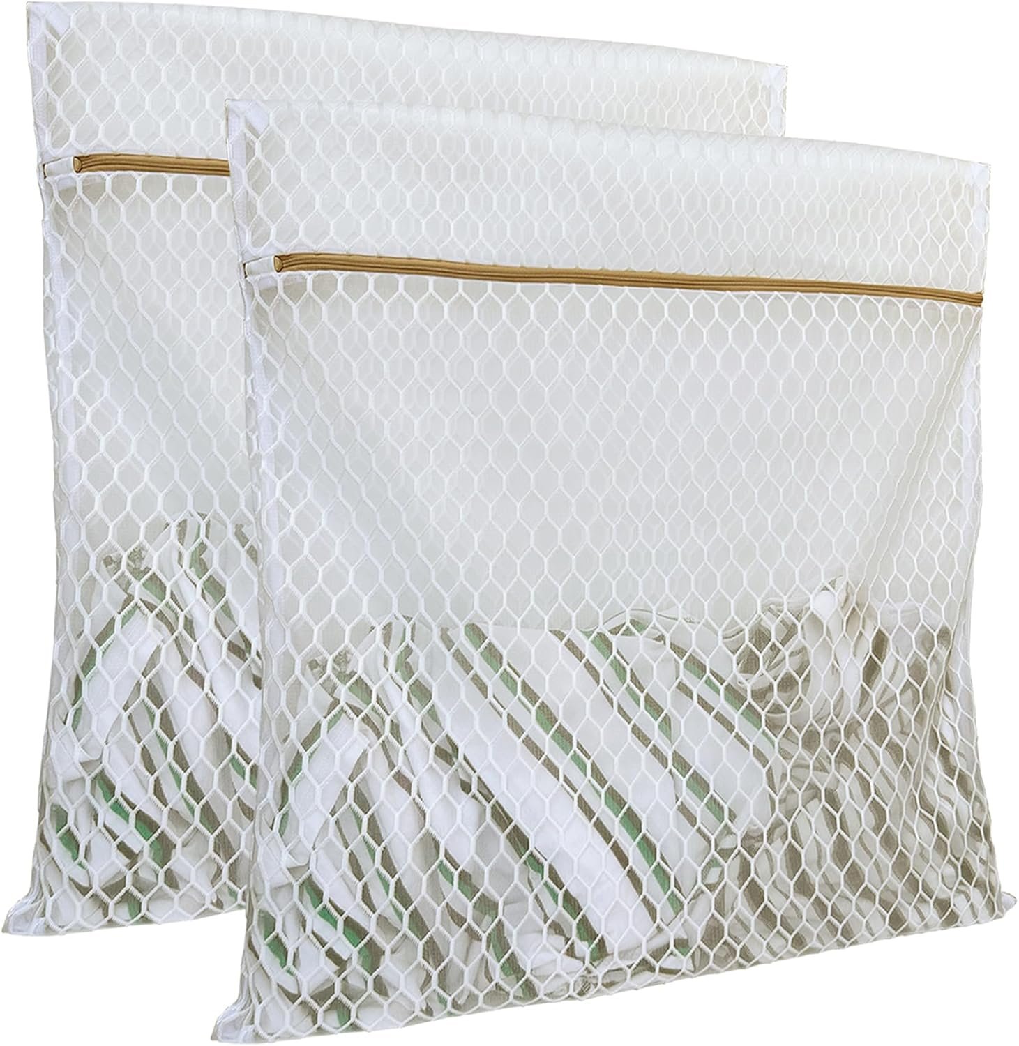 2 Pack Laundry Bag, Durable Big Honeycomb Mesh Laundry Bags Suitable for Delicate Clothes Washing 24 x 24 Inches (2 XX-Large)