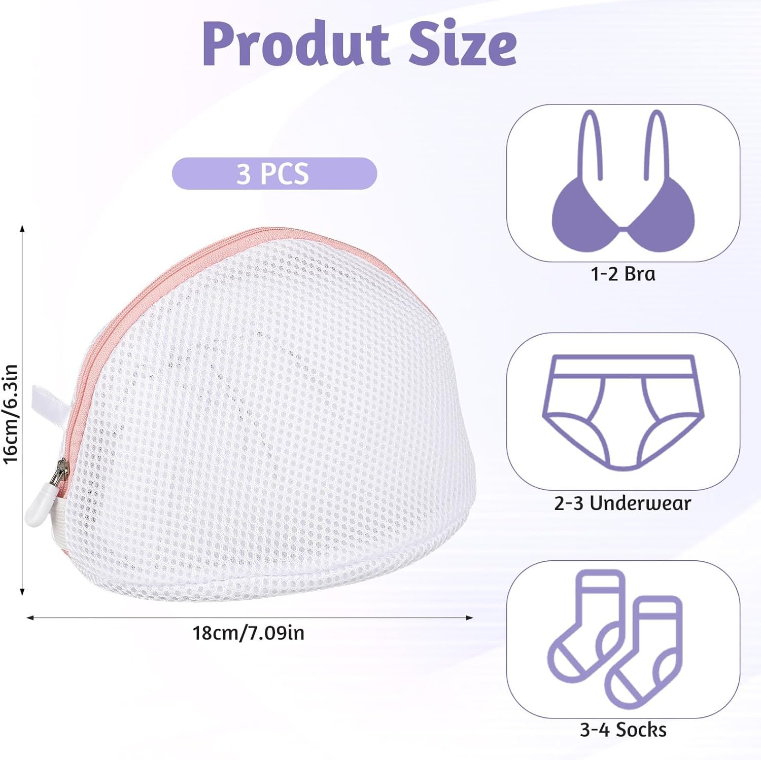 3 Pcs Bra Washing Bags, Mesh Wash Bag for Bras with Zipper, Large Bra Washing Bags for Laundry, Bra Laundry Bags for Washing Machine Women Lingerie Bags Wash for Washing Delicates - Image 2