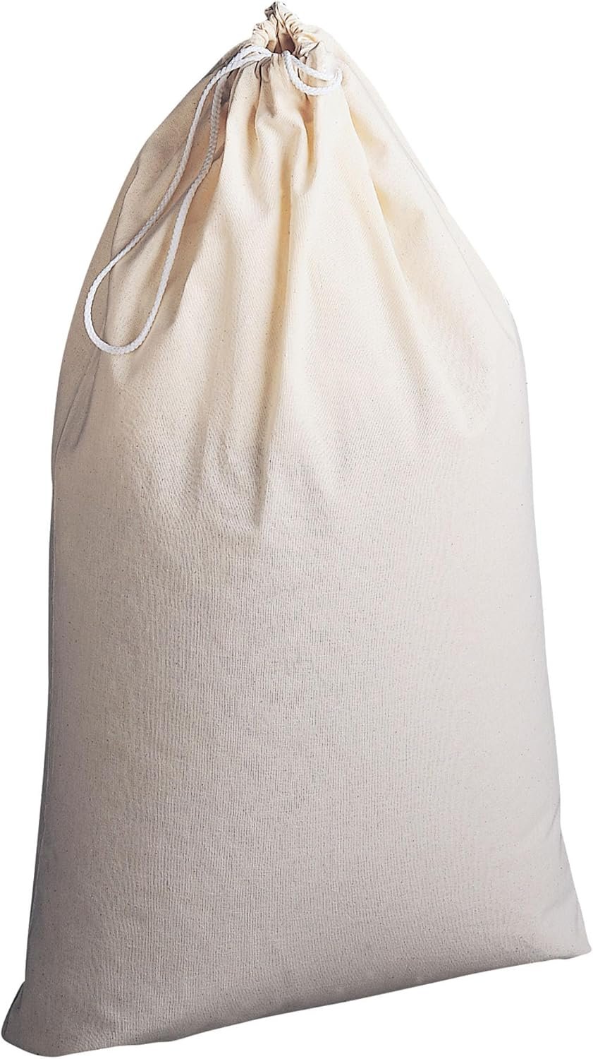 Cotton Laundry Bag, Large, 100% Cotton, Drawstring Top with Cord Lock, Machine Washable, 3 to 4 Load Capacity, Versatile and Compact, Breathable, Foldable, Natural