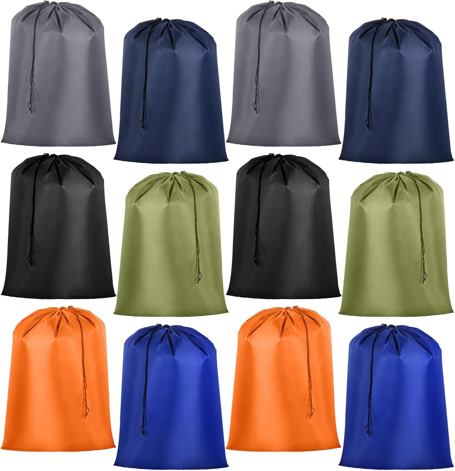 12 Pack 28 x 45 Inch Extra Large Laundry Bags Bulk Washable Travel Laundry Bag with Drawstring Closure Large Dirty Clothes Organizer for College Dorm Home Hotel Camping(Colorful)