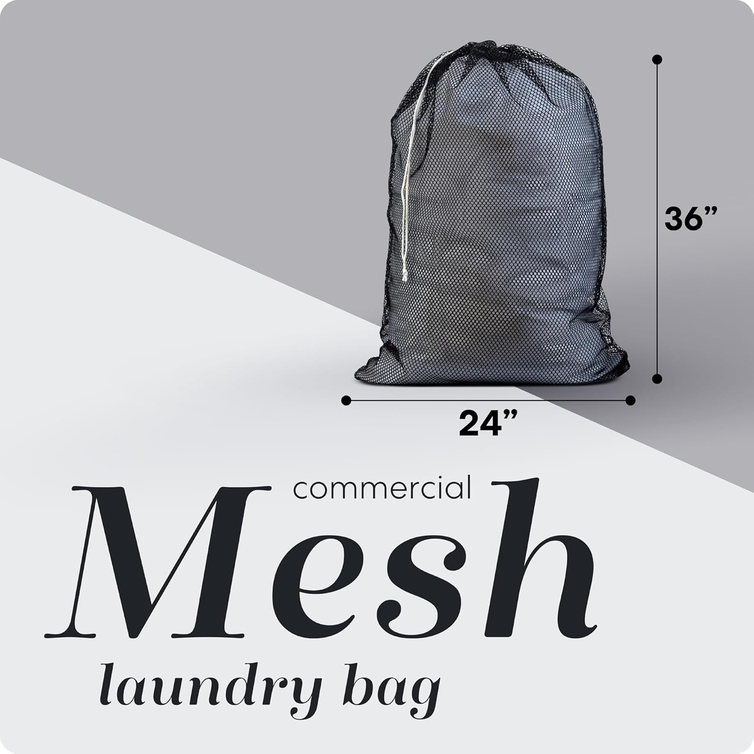 Mesh XL Laundry Bag - Large 24" x 36" - Durable, Machine Washable with Secure Drawstring Closure - Perfect for College Dorms, Laundromats, Apartments (Black) - Image 2