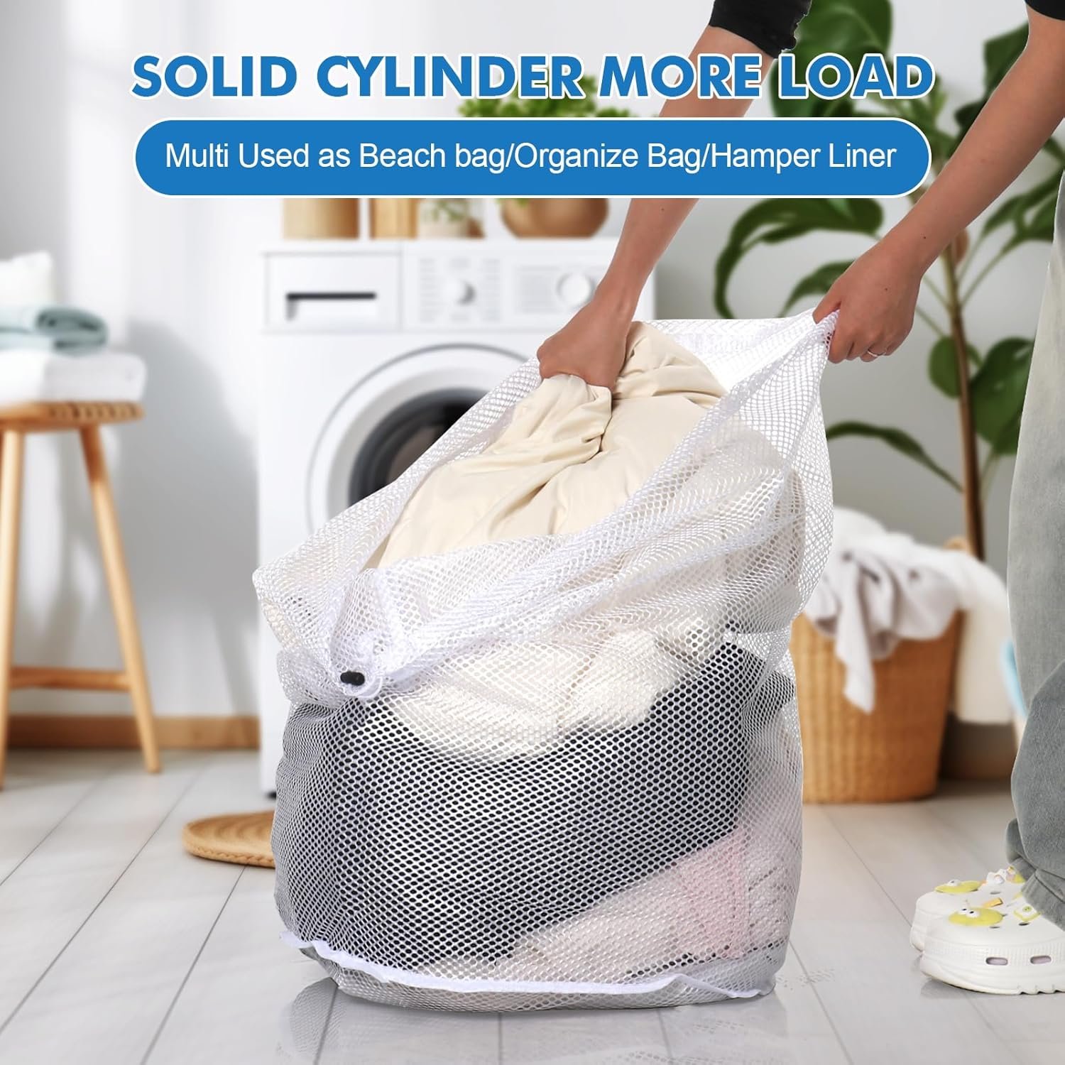 3Pcs Mesh Laundry Bags Washing Machine Mesh Wash Bags Jumbo for Delicates Clothes,Bed Linen,Toys with Drawstring Closure Sturdy(3 XXLarge 28 x 26 Inches) - Image 2