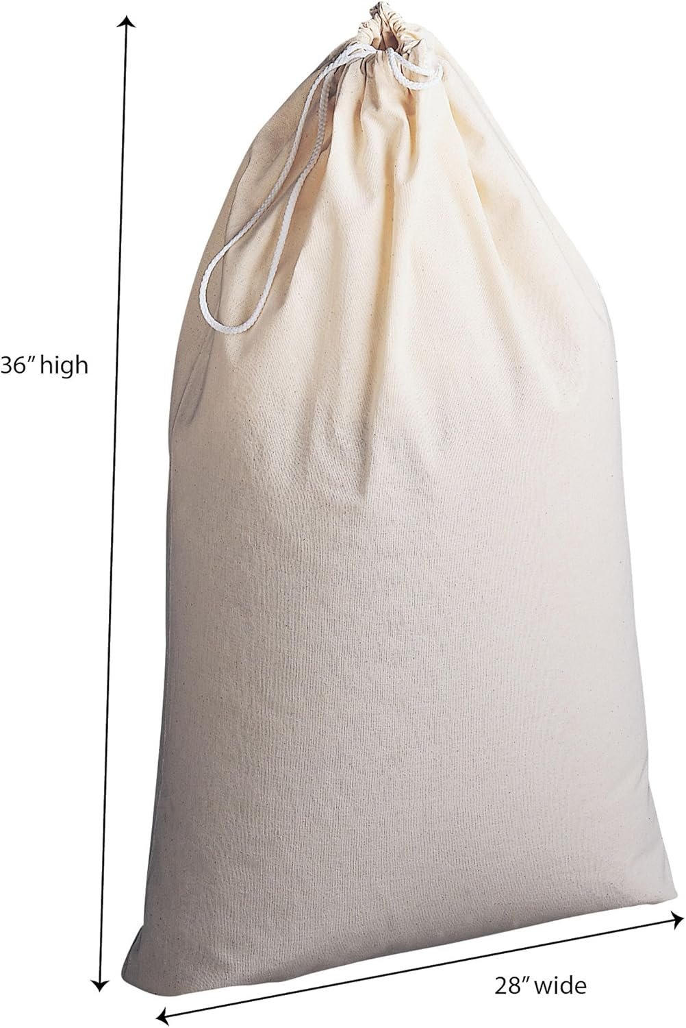 Cotton Laundry Bag, Large, 100% Cotton, Drawstring Top with Cord Lock, Machine Washable, 3 to 4 Load Capacity, Versatile and Compact, Breathable, Foldable, Natural - Image 2