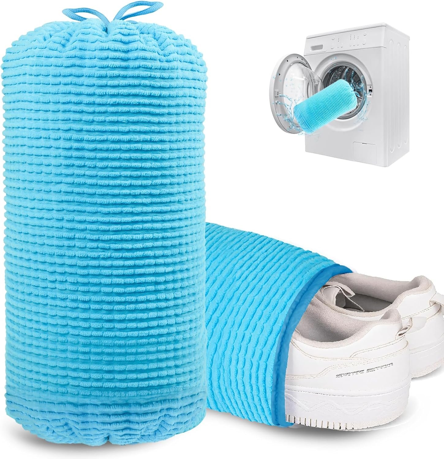 Shoe Washing Machine Bag 2 Pack Reusable Adjustable Laundry Shoe Bag, Machine Washable Shoe Washer and Dryer Bag, Suitable for Traveling Tennis Sneaker Shoe Cleaning(Blue)