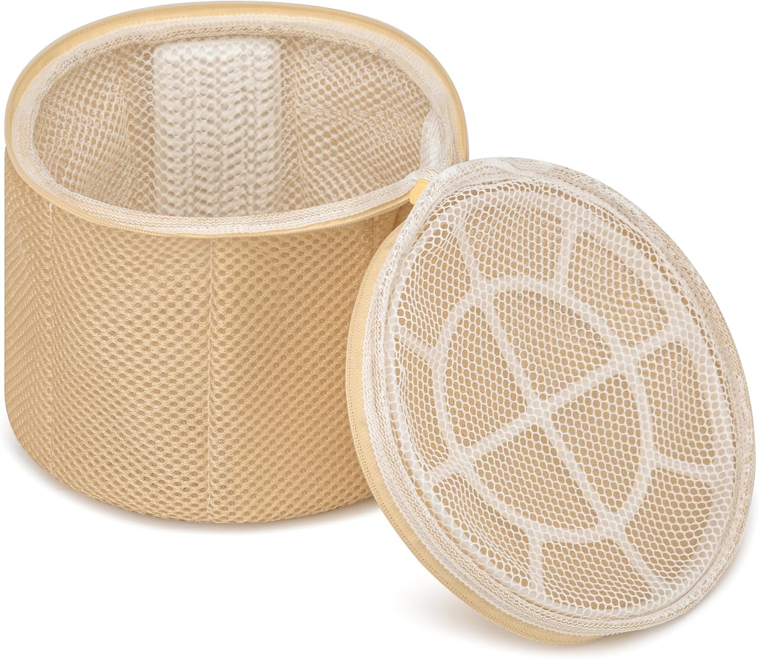 2 Pack Bra Laundry Bags for Washing Machine, Delicate Underwear Wash Bags with Anti-Deformation Structure & Fixed Friction Plates (beige)