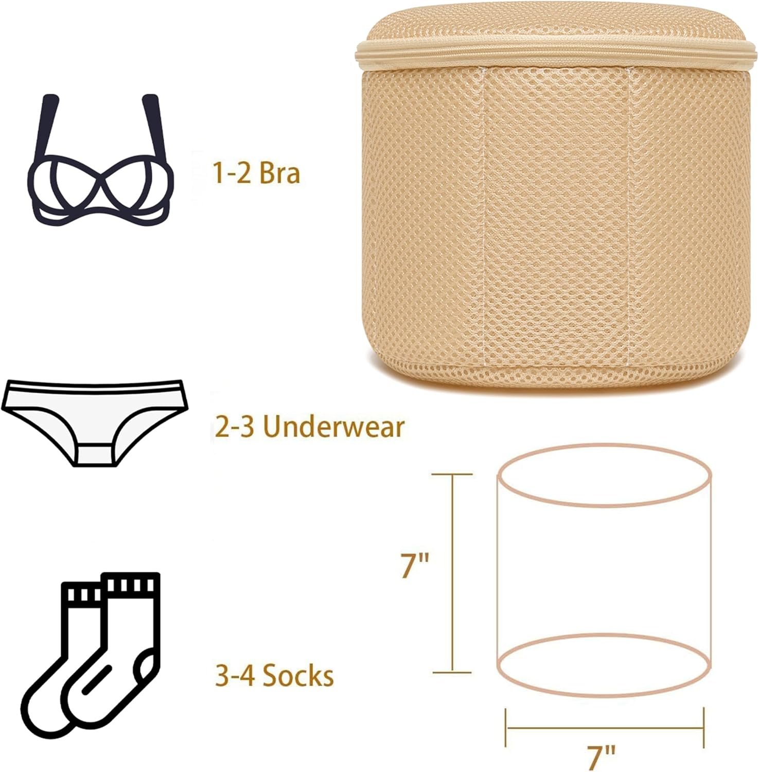 2 Pack Bra Laundry Bags for Washing Machine, Delicate Underwear Wash Bags with Anti-Deformation Structure & Fixed Friction Plates (beige) - Image 2